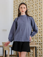 Load image into Gallery viewer, Asiro Carmen Top Linen Shirt Blouse Stripe Atasan Wanita Lengan Panjang
