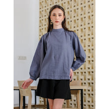 Load image into Gallery viewer, Asiro Carmen Top Linen Shirt Blouse Stripe Atasan Wanita Lengan Panjang