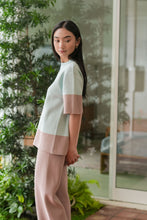 Load image into Gallery viewer, Naomi Knitted Blouse Aqua Blue Anneth Knitted Pants Sand
