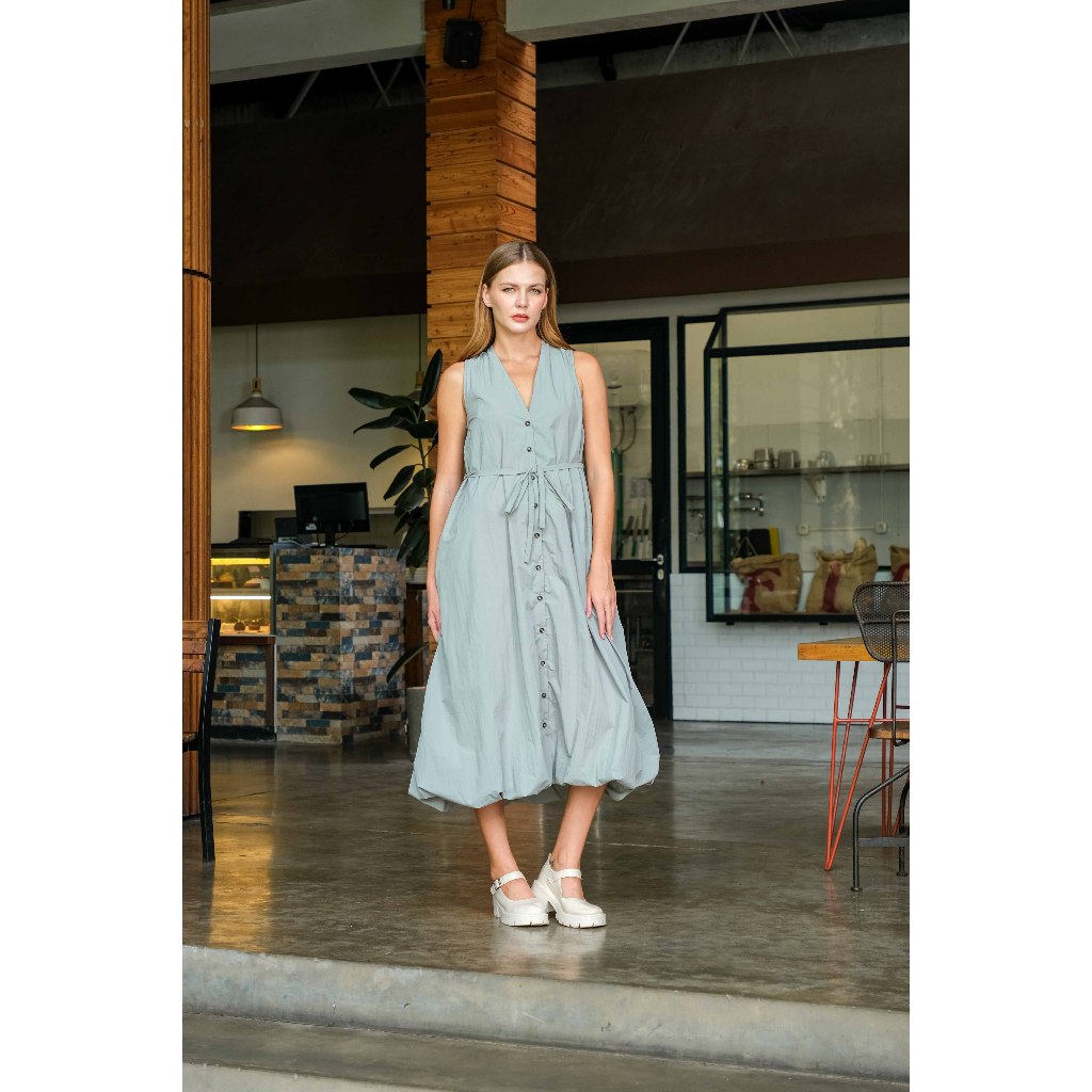 Asiro Sifa Dress Poly Cotton Gaun Tanpa Lengan Pakaian Wanita