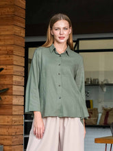 Load image into Gallery viewer, Asiro Una Linen Blouse Pakaian Atasan Wanita Lengan Panjang
