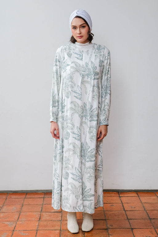 Asiro Naula Linen Dress Gaun Gamis Panjang Wanita