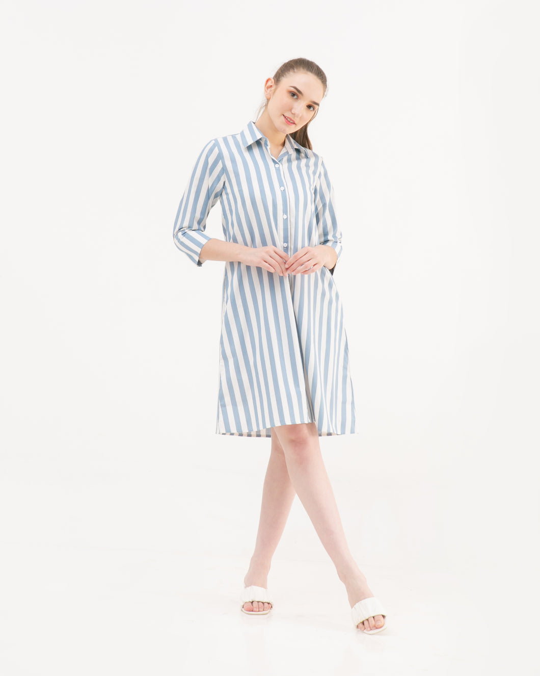 Kensie Cotton Dress Cerulean