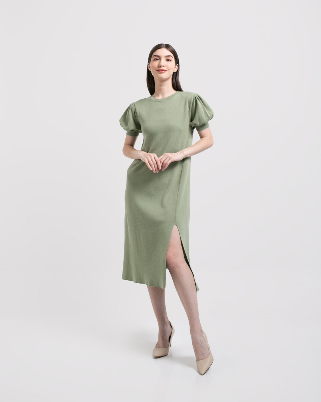 Oktania Knitted Dress Sage