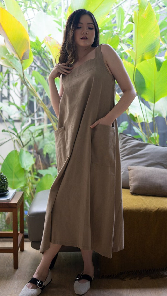 Tabina Linen Dress Mocca
