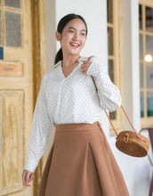 Load image into Gallery viewer, Lesly Polkadot Blouse Calla Skirt Brown
