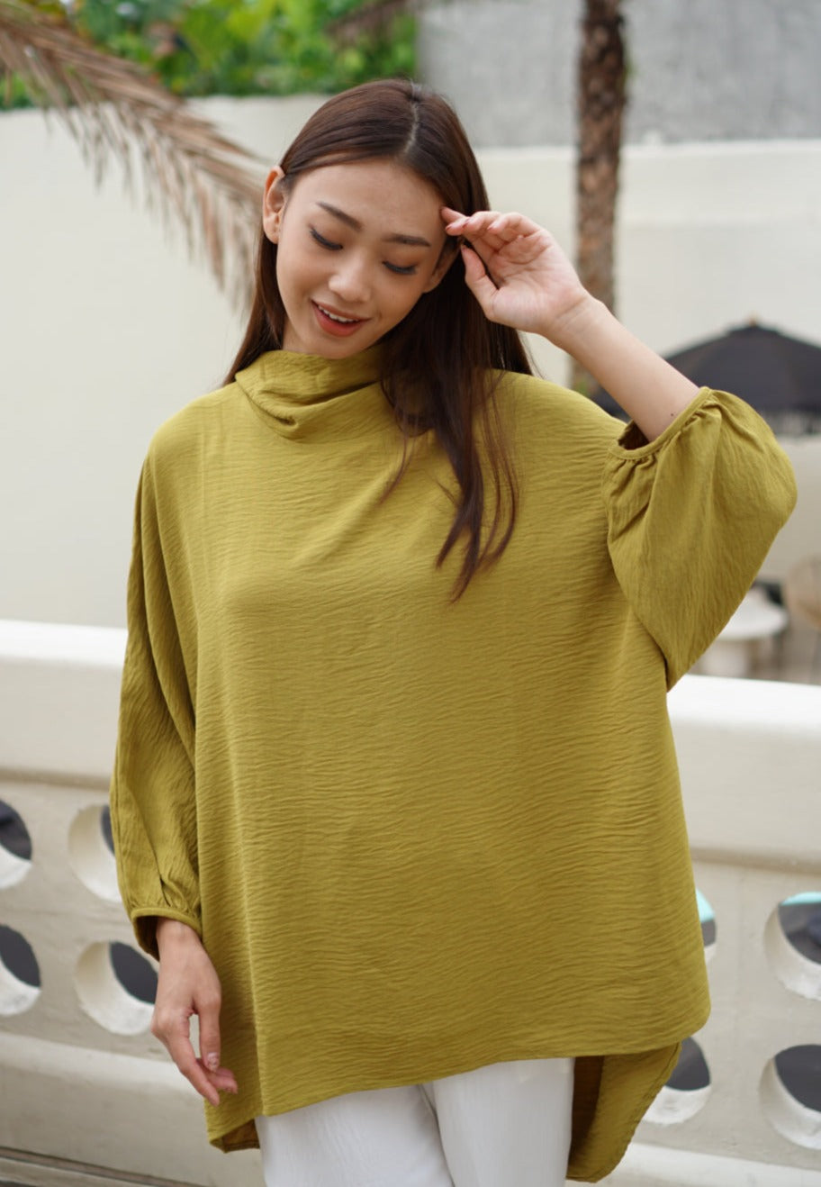 Viona Crinkle Blouse Lime