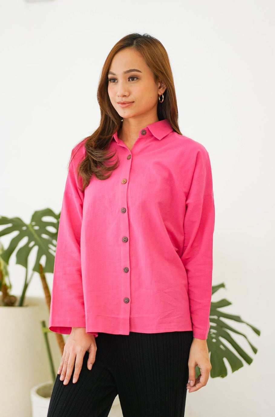 Cleo Linen Blouse Fuchsia