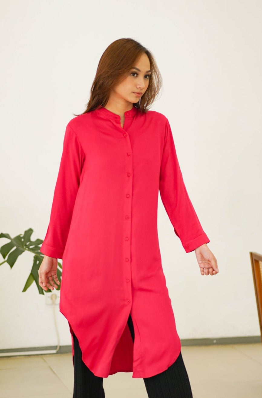 Thalia Rayon Dress Fuchsia