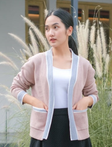 Amber Knitted Cotton Cardigan Sand