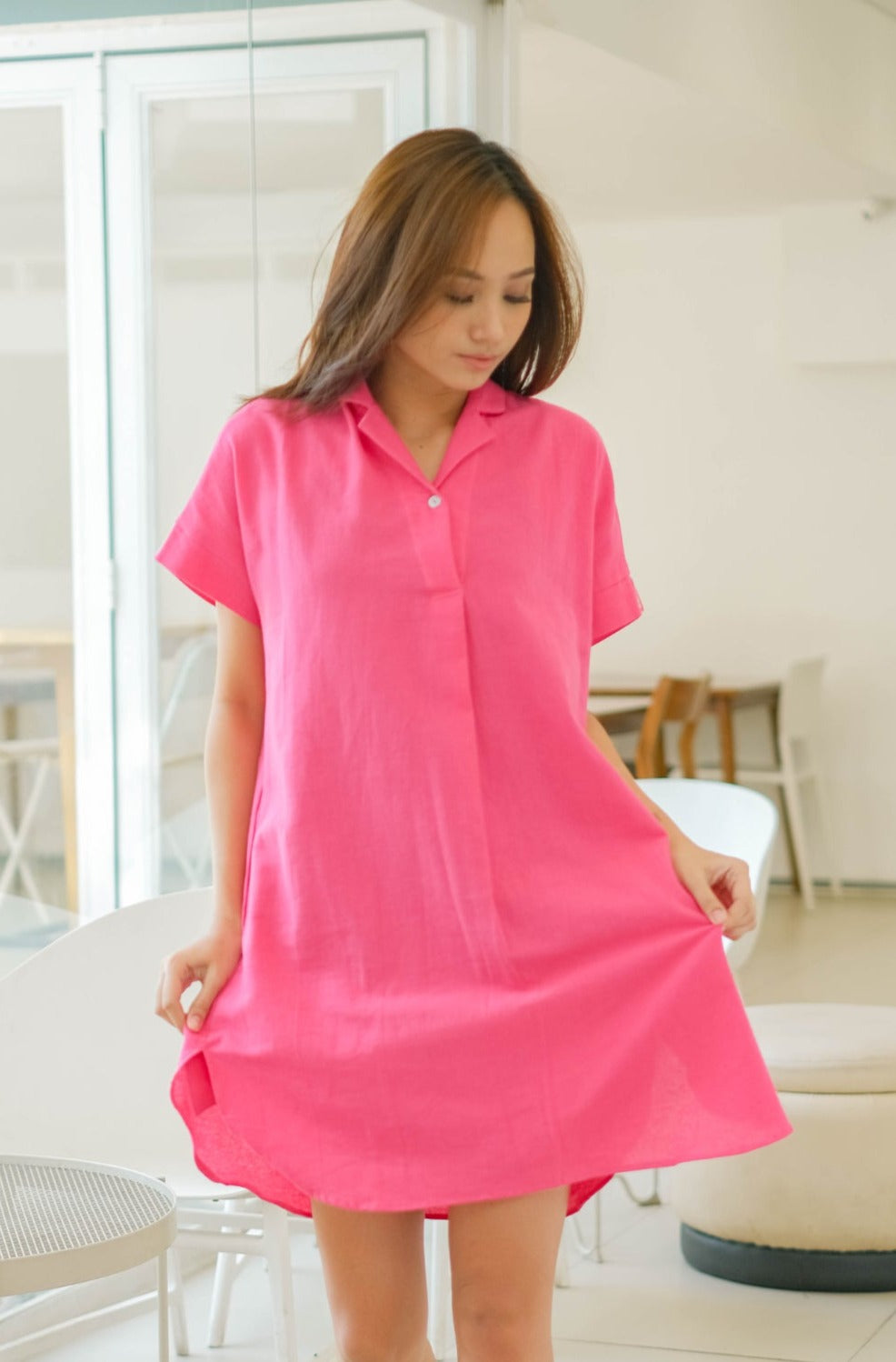 Rula Linen Blouse Fuchsia