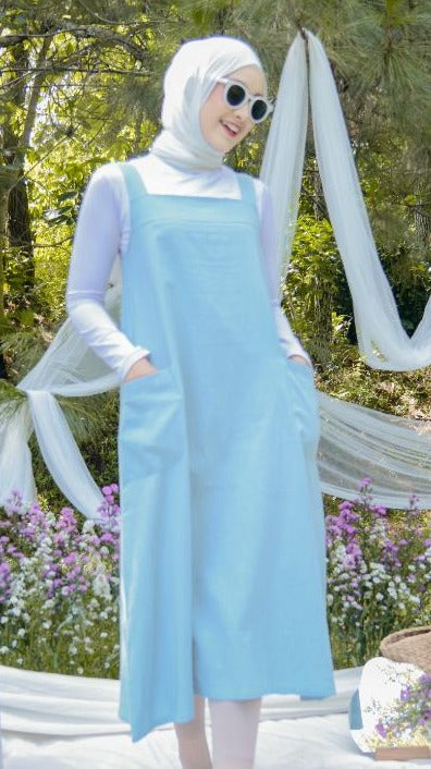 Tabina Linen Dress Cerulean Blue