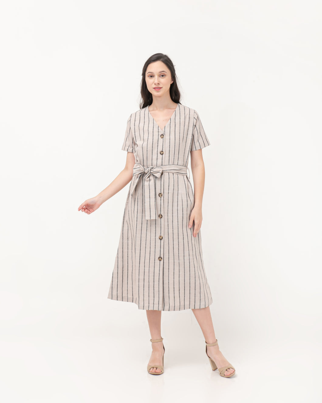 Nadira Linen Dress Stripes