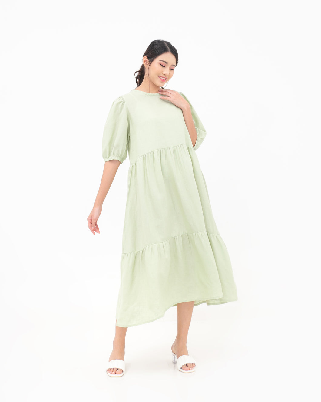 Luciana Linen Dress Sage
