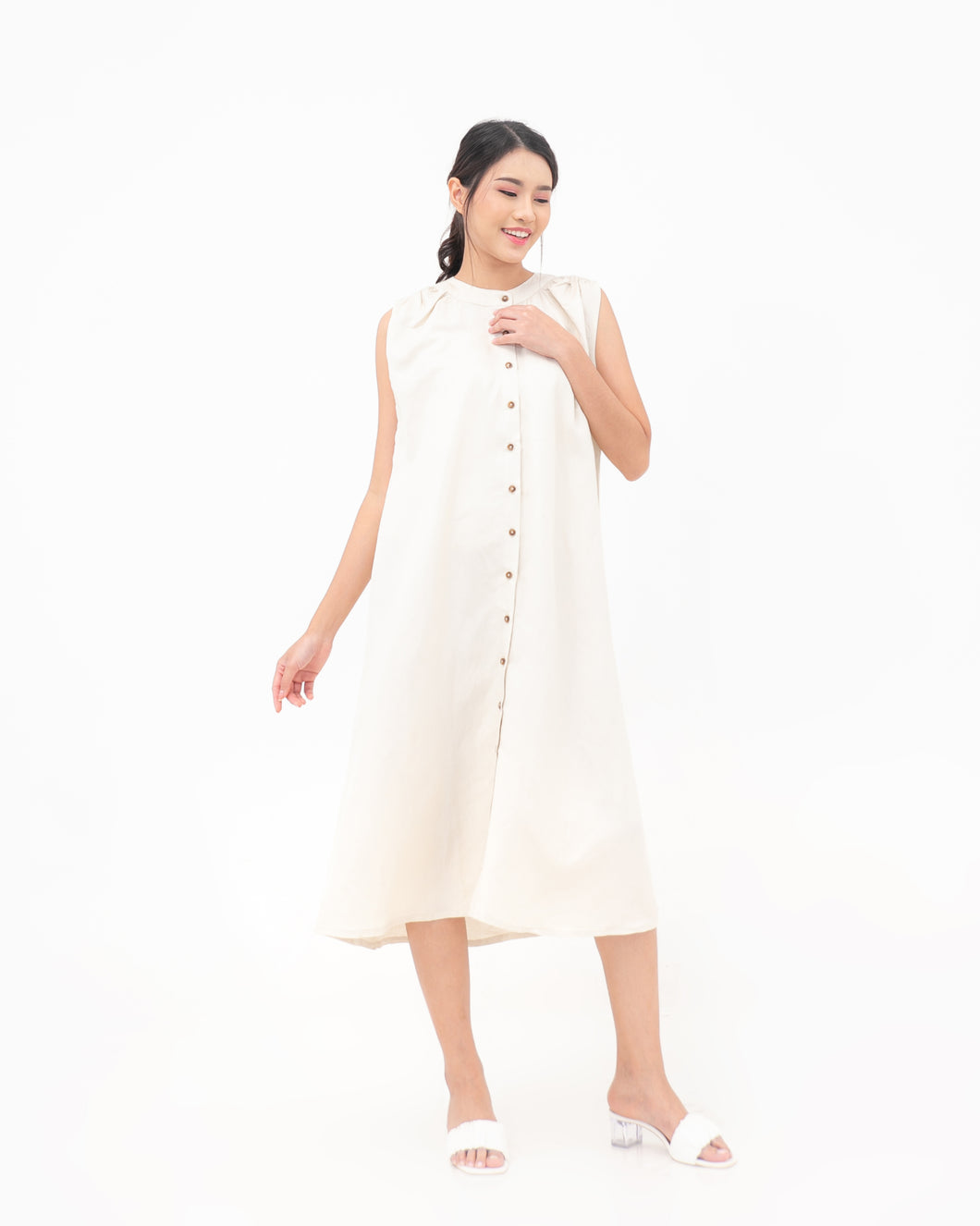 Tania Linen Dress Cream